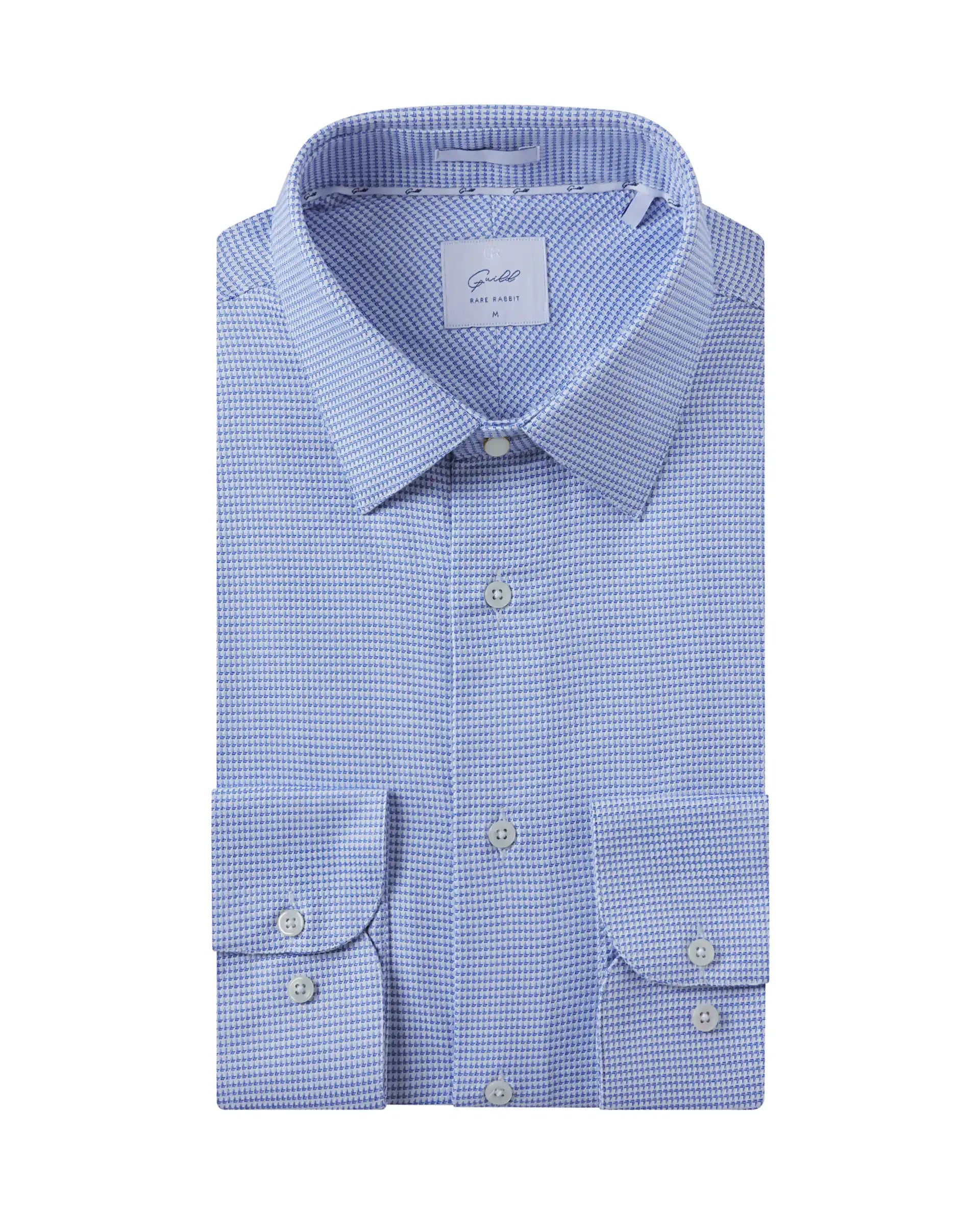 Men's Insulated Shirts for Cold WeatherRare Rabbit Men Fresno Blue Cotton Fabric Full Sleeve Regular Fit Dobby Print Shirt Men's Insulated Shirts for Cold WeatherRare Rabbit Men Fresno Blue Cotton Fabric Full Sleeve Regular Fit Dobby Print Shirt