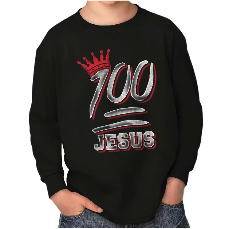 Men's Shirts with Cowl Necks100 Jesus Youth Long Sleeve T-Shirt