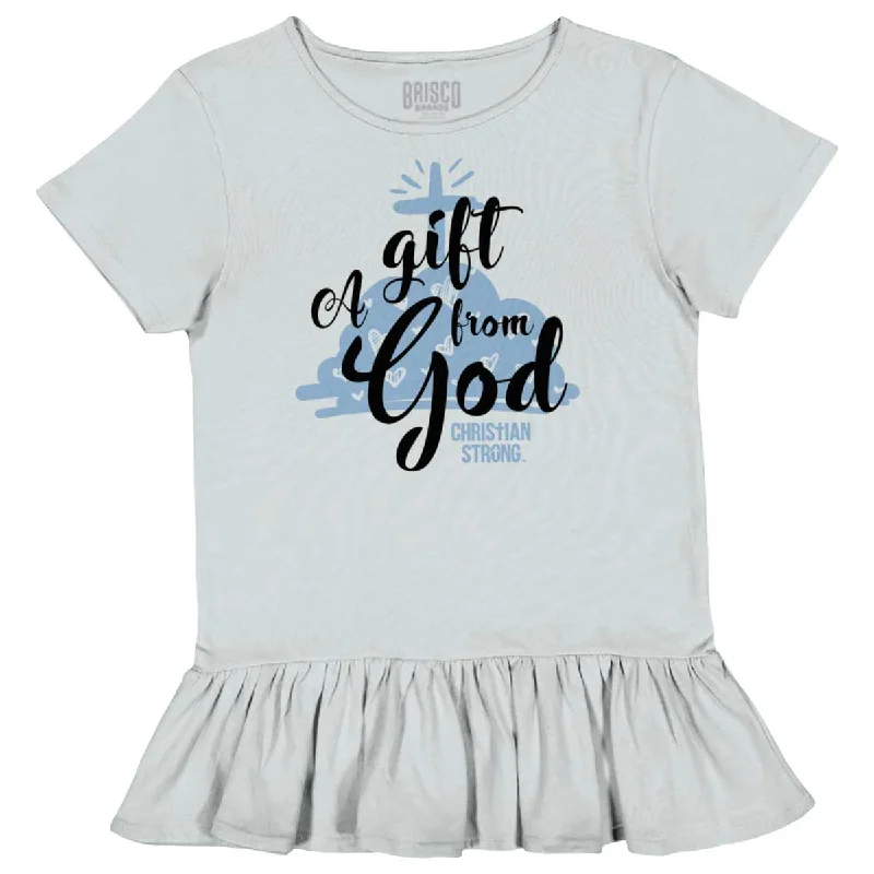 Men's Shirts with Appliqué DetailsGift From God Toddler Ruffle Bottom T-shirt