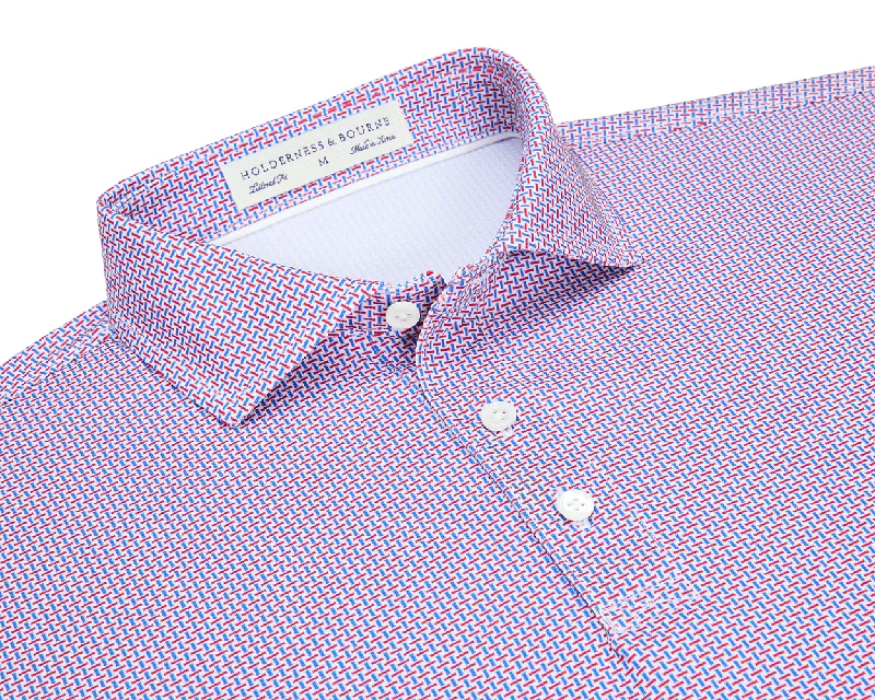 Men's Shirts for BoatingThe Davis Shirt: Marlin Blue & Liberty Red
