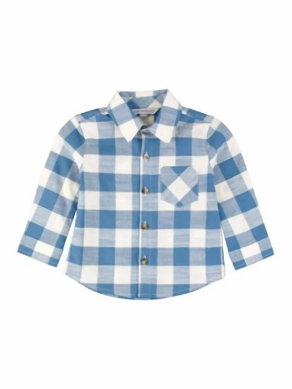 Comfortable Men's Flannel ShirtsBoys Long Sleeve Button Down Shirt In Countryside Blue Plaid Comfortable Men's Flannel ShirtsBoys Long Sleeve Button Down Shirt In Countryside Blue Plaid