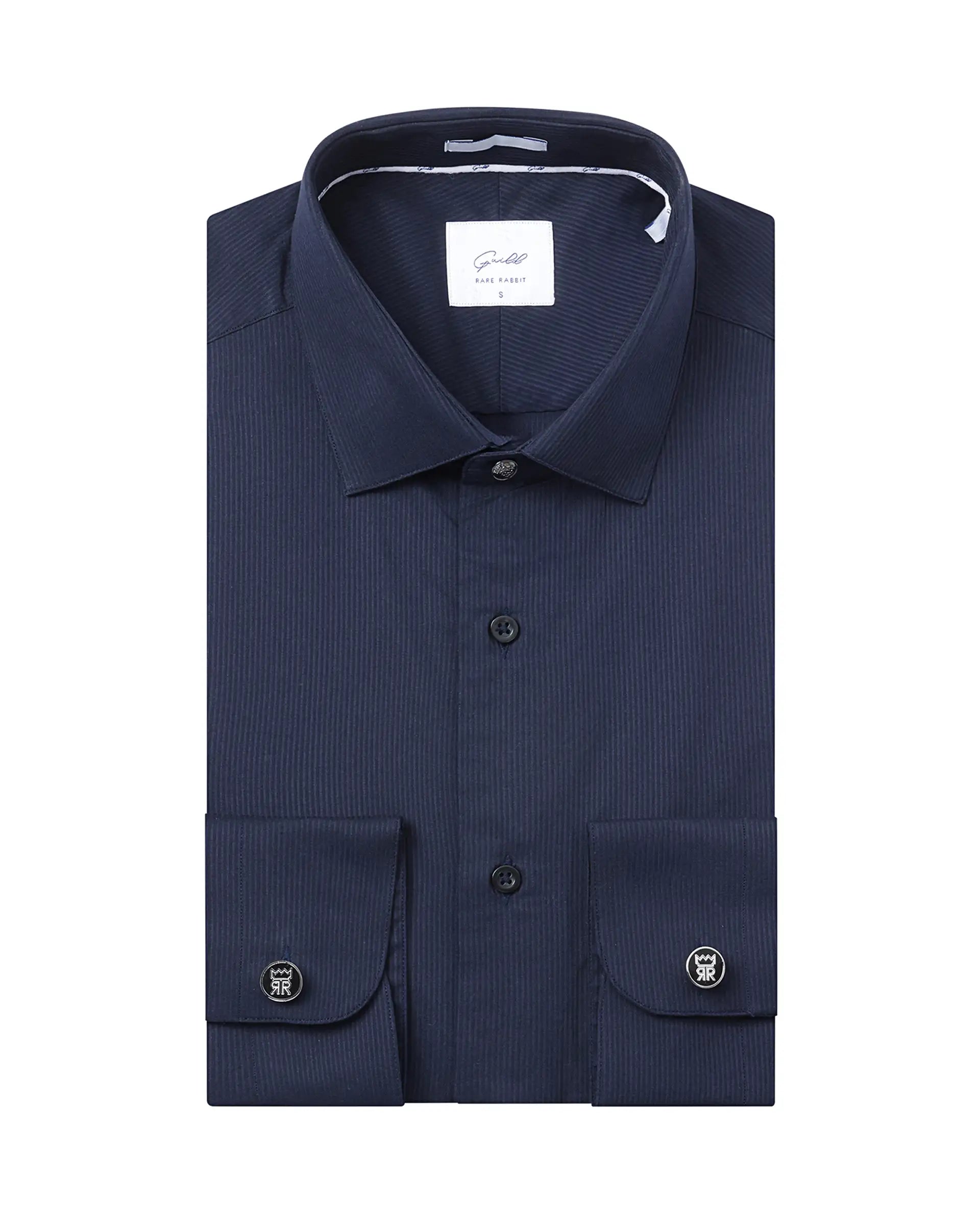 Men's Solid-Color Block Shirts for a Bold StatementRare Rabbit Men's Bovec Navy Cotton Fabric Full Sleeves Micro Stripe Shirt Men's Solid-Color Block Shirts for a Bold StatementRare Rabbit Men's Bovec Navy Cotton Fabric Full Sleeves Micro Stripe Shirt