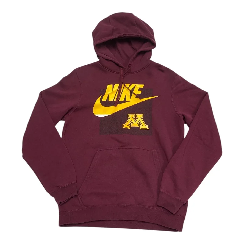 Trendy Men's Patterned HoodiesSweatshirt Hoodie By Nike In Maroon, Size: S
