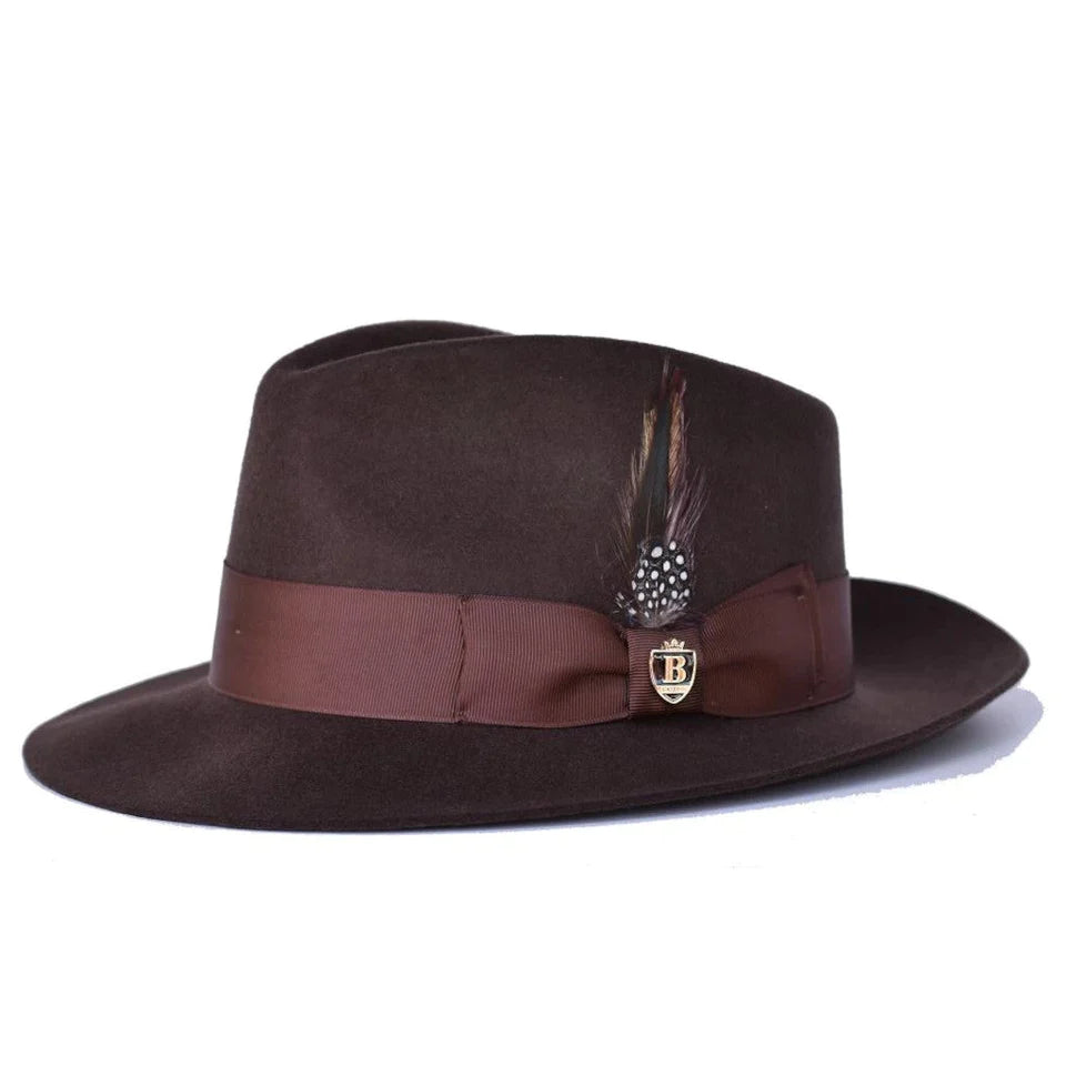 Reversible Sun HatsBruno Capelo Men's Brown Classic Wool Dress Hats
