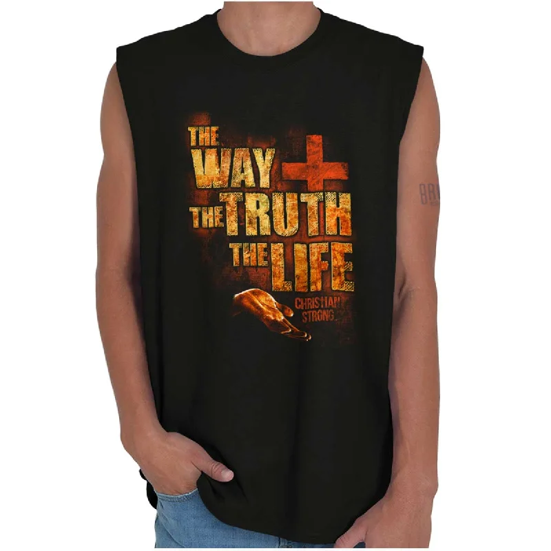 Men's Shirts with Bow TiesThe Way Truth Life Sleeveless T-Shirt