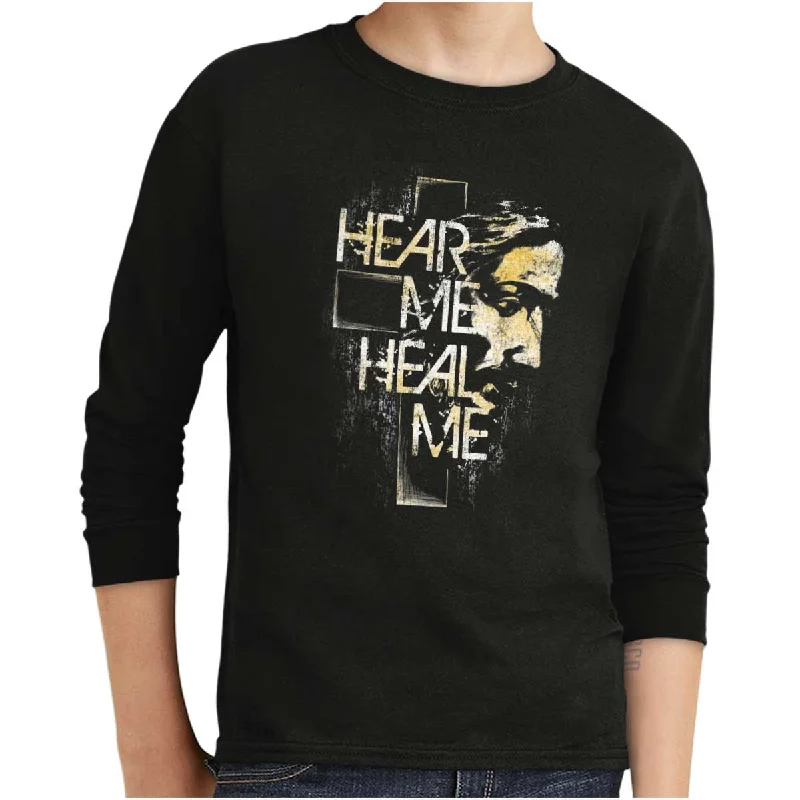 Men's Shirts with Patchwork PatternsHear Me Heal Me Youth Long Sleeve T-Shirt