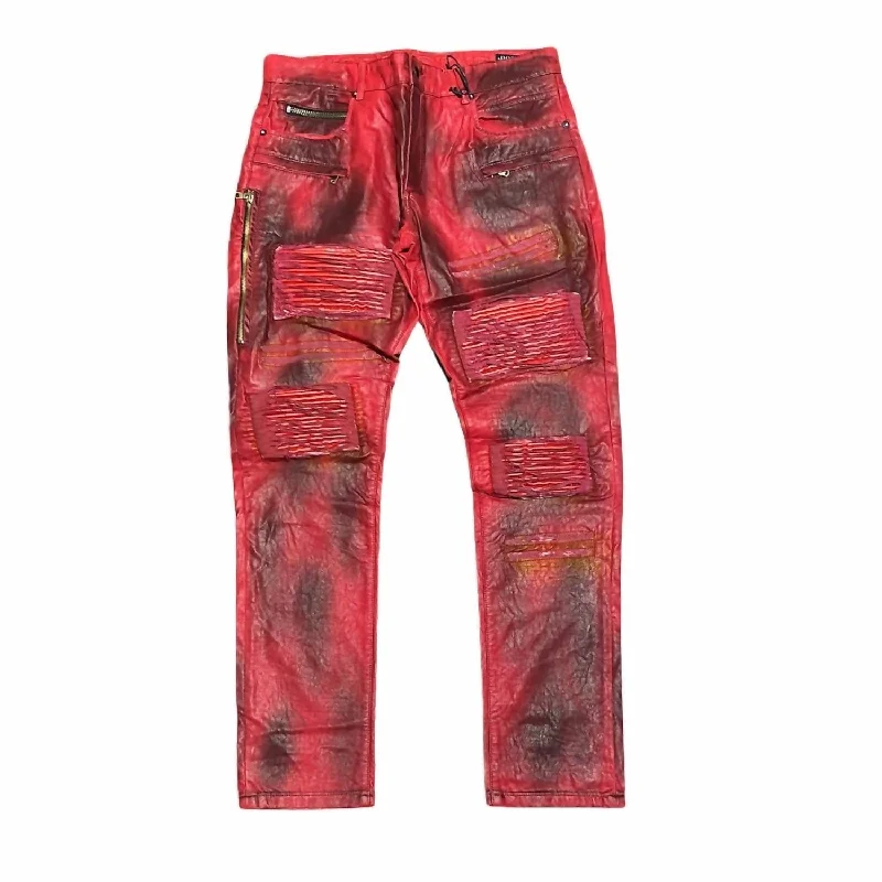Men's Jeans with a Destroyed LookMen's Rafael Jeans In Red Dark Wash