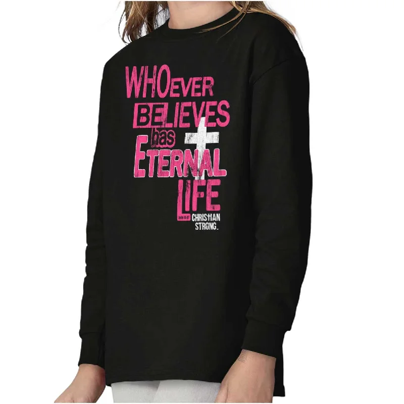Men's Shirts with Patchwork SleevesEternal Life Youth Long Sleeve T-Shirt