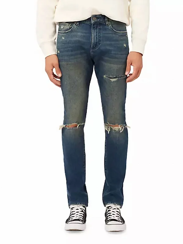 Wash and Wear Men's JeansTheo Relaxed Tapered Jeans In Thunder Distressed