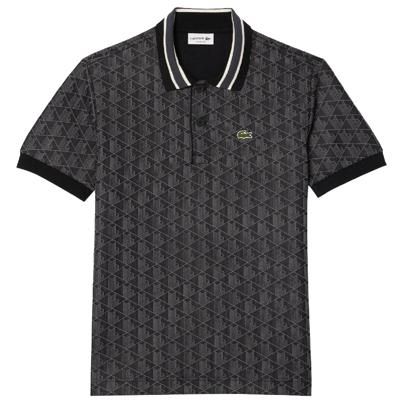 Men's Shirts with Embroidered DesignsLacoste DH1417 Jacquard Monogram Polo