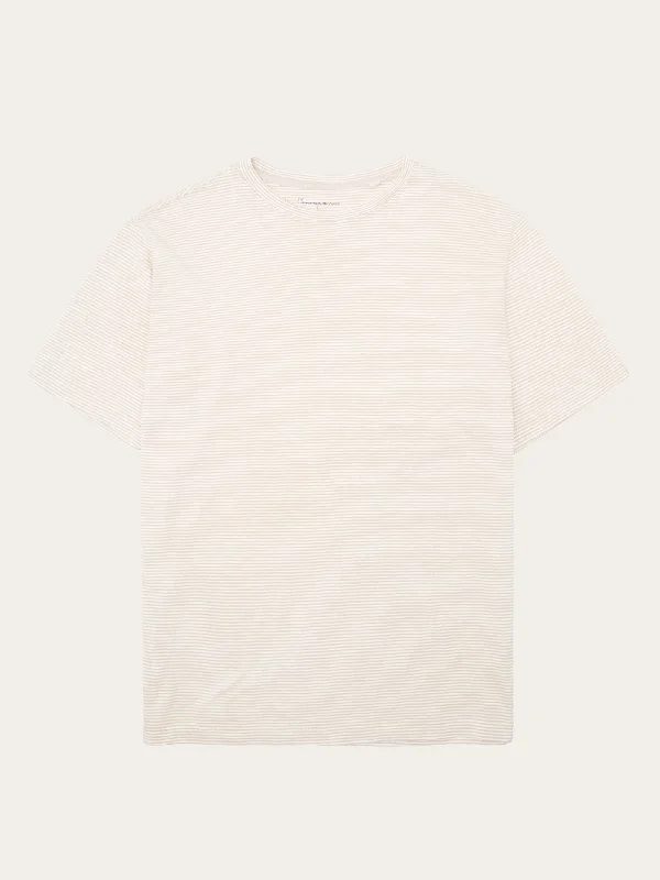 Elegant Men's Dress ShirtsNarrow striped slub t-shirt - Creme Stripe