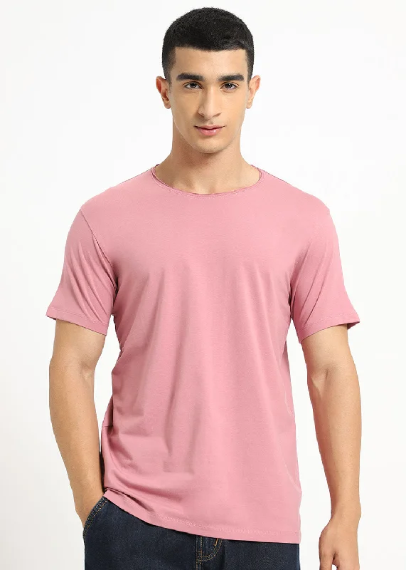 Patterned Men's Hawaiian ShirtsPink Crew neck T-shirt