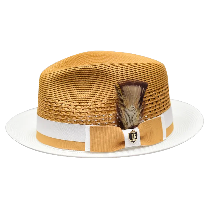 Summer Straw HatsBelvedere Bruno Capelo Gold and White Men's Straw hat Fashion Design