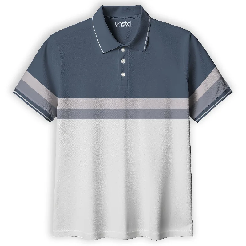 Men's Shirts with Zippered PocketsDusty Blue Stripe Polo T-shirt