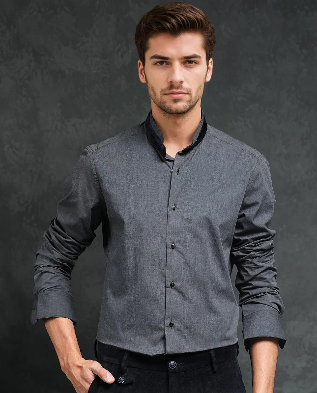 Men's Plaid Shirts for a Country CharmRare Rabbit Men's Fritz Black Mandarin Collar Full Sleeves Solid Shirt Men's Plaid Shirts for a Country CharmRare Rabbit Men's Fritz Black Mandarin Collar Full Sleeves Solid Shirt