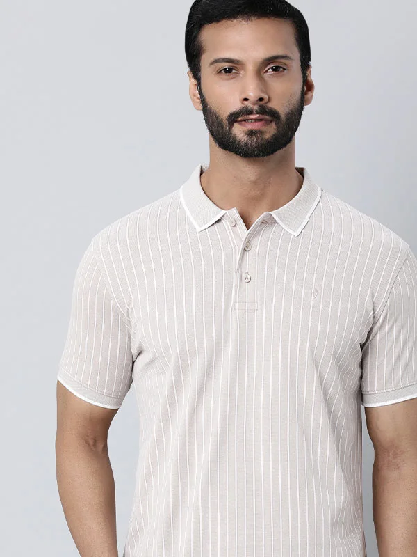 Men's Shirts with Convertible CollarsMen Striped Polo T-Shirt