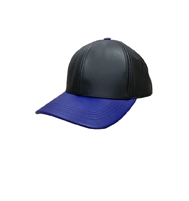 Formal Derby CapsBlack and Royal Men's Genuine Cowhind Leather Adjustable Baseball Cap Formal Derby CapsBlack and Royal Men's Genuine Cowhind Leather Adjustable Baseball Cap