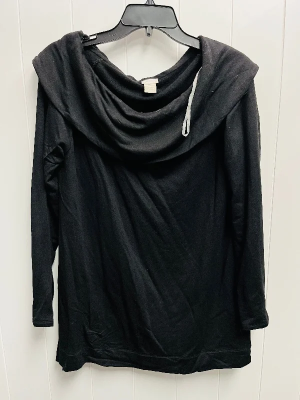 Designer Men's Hoodie JacketsSweatshirt Collar By Chicos In Black, Size: M