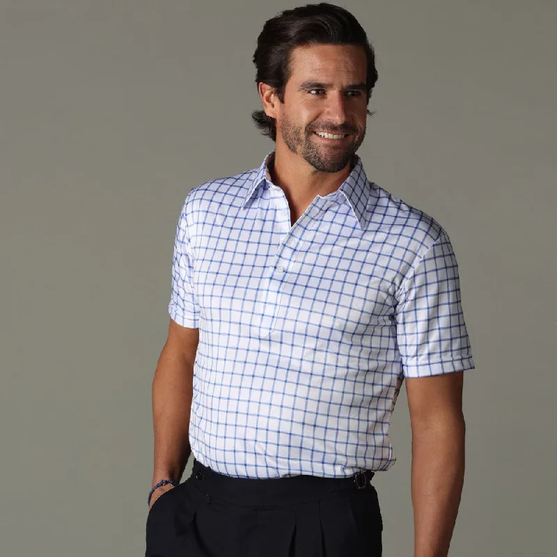 Men's Shirts with Drawstring WaistbandsThe Original Dress Collar Polo™ Blue Grid Check