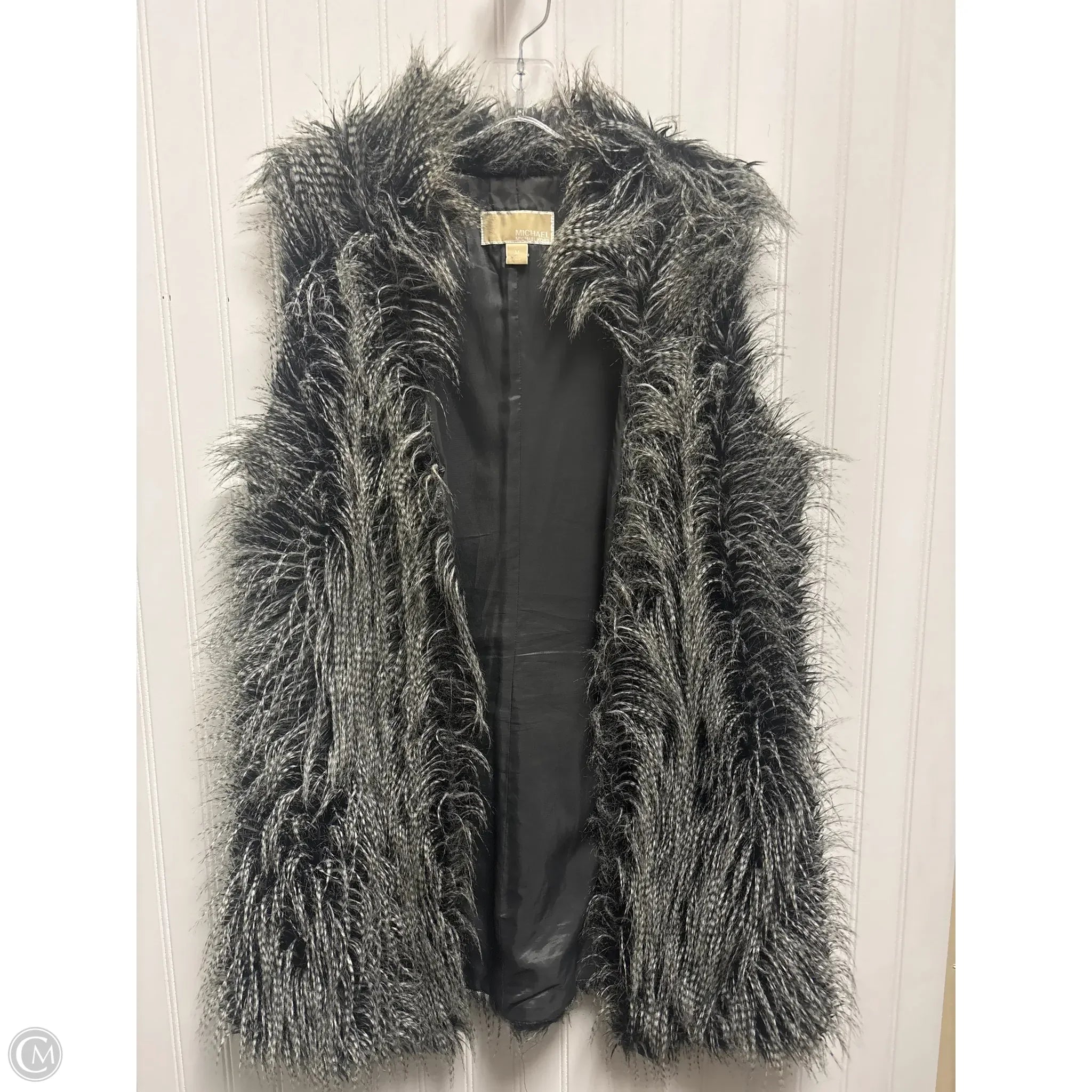 Men's Coats for SnowboardingVest Faux Fur & Sherpa By Michael By Michael Kors In Black & White, Size: M