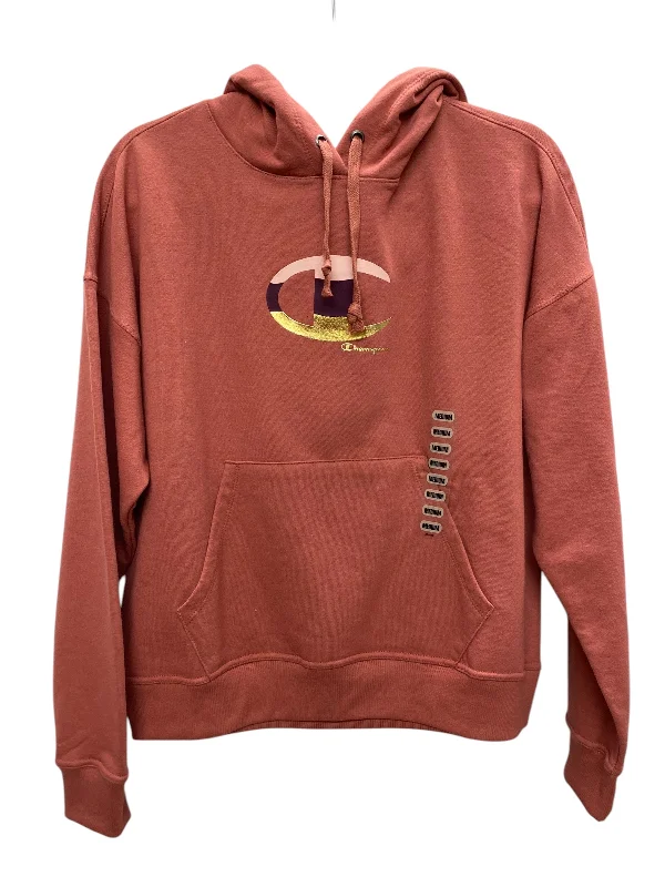 Men's Hoodies with Reflective StripesSweatshirt Hoodie By Champion In Pink, Size: M