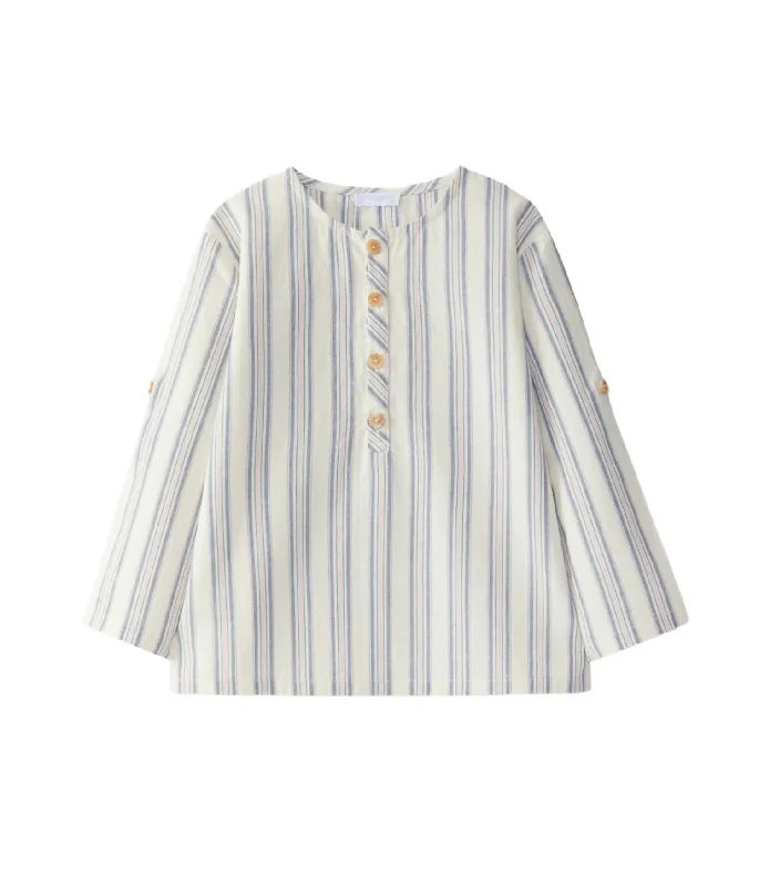 Men's Luxury Shirts for High-End FashionBoy's Mandarin Collar Striped Shirt In Multicolor Men's Luxury Shirts for High-End FashionBoy's Mandarin Collar Striped Shirt In Multicolor
