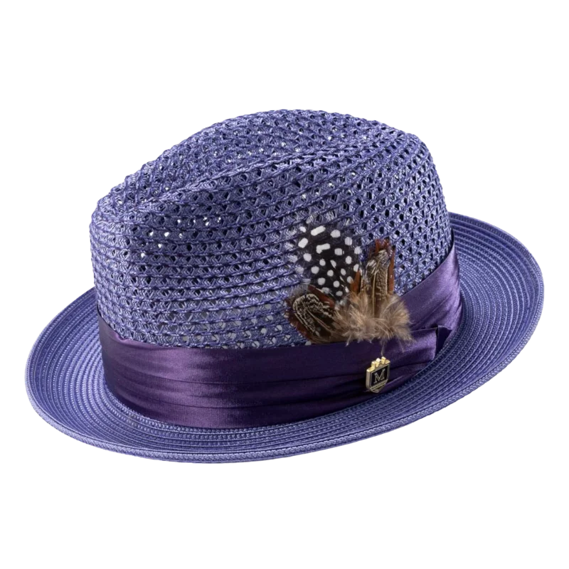 Relaxed Fisherman HatsMontique Purple Men's Summer Straw Hats Style H-34