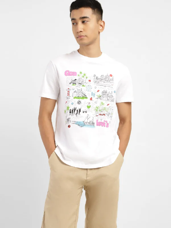 Men's Shirts with Embellished CollarsMen's Graphic Print Crew Neck T-shirt