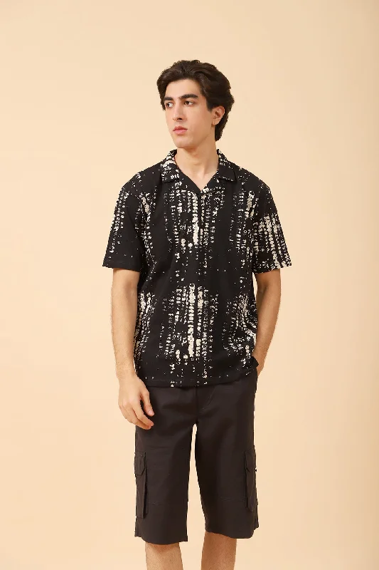 Men's Shirts with Roll-Up SleevesRESORT COLLAR PRINTED BAGGY FIT POLO