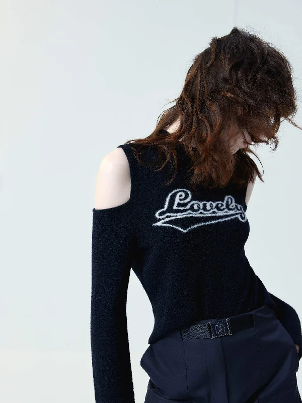 Men's Sweaters with Dropped ShouldersCut Shoulder Jacquard Sweater