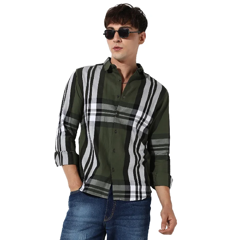 Lightweight Men's Poplin ShirtsMaxi Plaid Button-Up Shirt