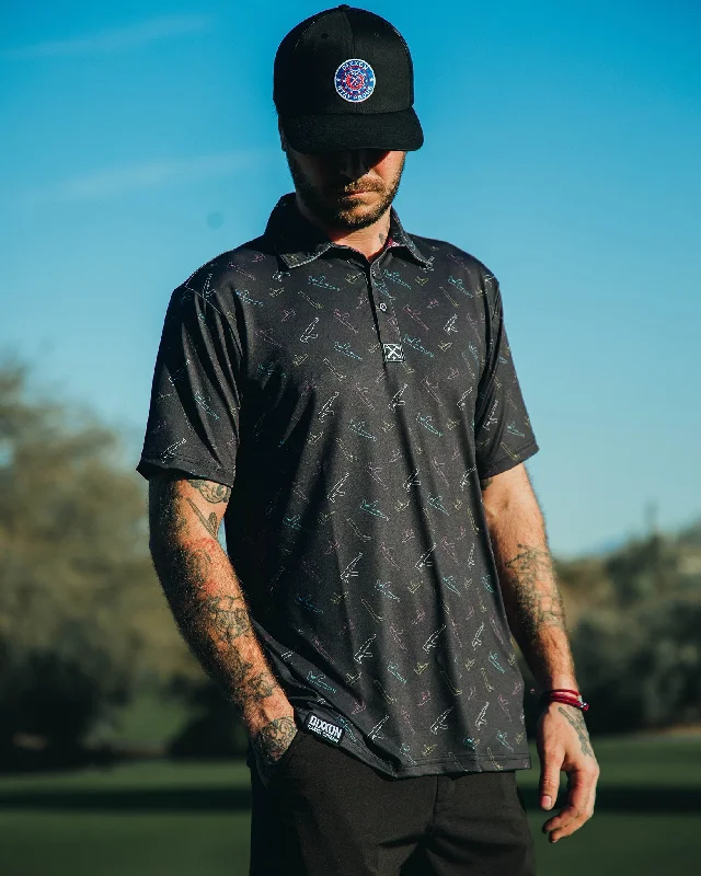 Men's Shirts with Checkered PatternsPew Pew Party Polo