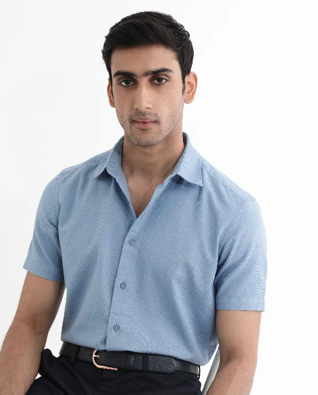 Men's Hunting Shirts for Camouflage and ComfortRare Rabbit Men Matto-1 Dusky Blue Cotton Fabric Short Sleeve Regular Fit Self Stripe Dobby Shirt Men's Hunting Shirts for Camouflage and ComfortRare Rabbit Men Matto-1 Dusky Blue Cotton Fabric Short Sleeve Regular Fit Self Stripe Dobby Shirt