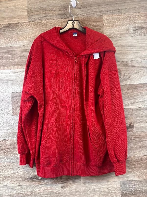 Men's Hoodies with Ribbed HemsSweatshirt Hoodie By Old Navy In Red, Size: M