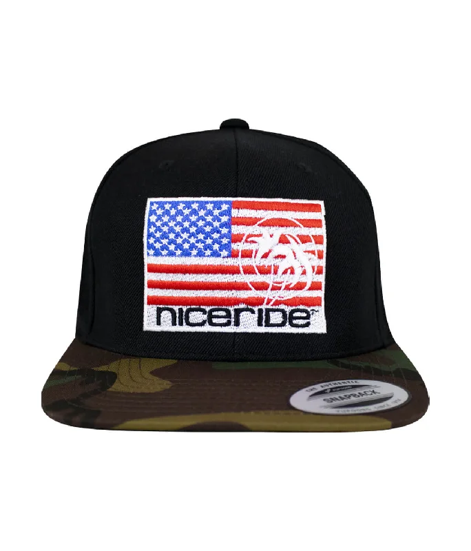 Vibrant Straw Hats"NICERIDE PRIDE" Camo Flatbill Snapback Hat