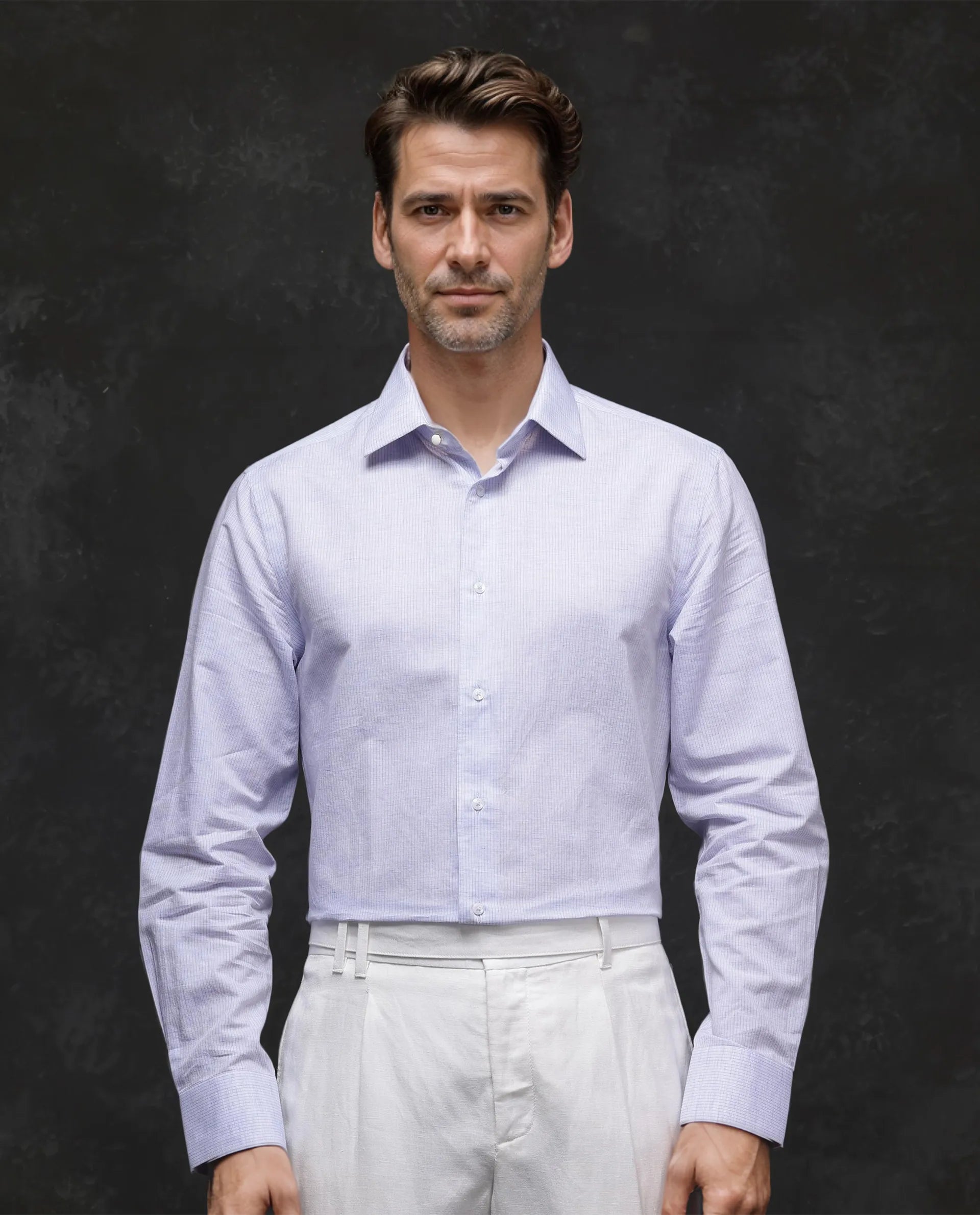 Men's Wrinkle-Free Shirts for Easy CareRare Rabbit Men Dento Light Blue Full Sleeve Regular Fit Stripe Print Business Linen Shirt Men's Wrinkle-Free Shirts for Easy CareRare Rabbit Men Dento Light Blue Full Sleeve Regular Fit Stripe Print Business Linen Shirt