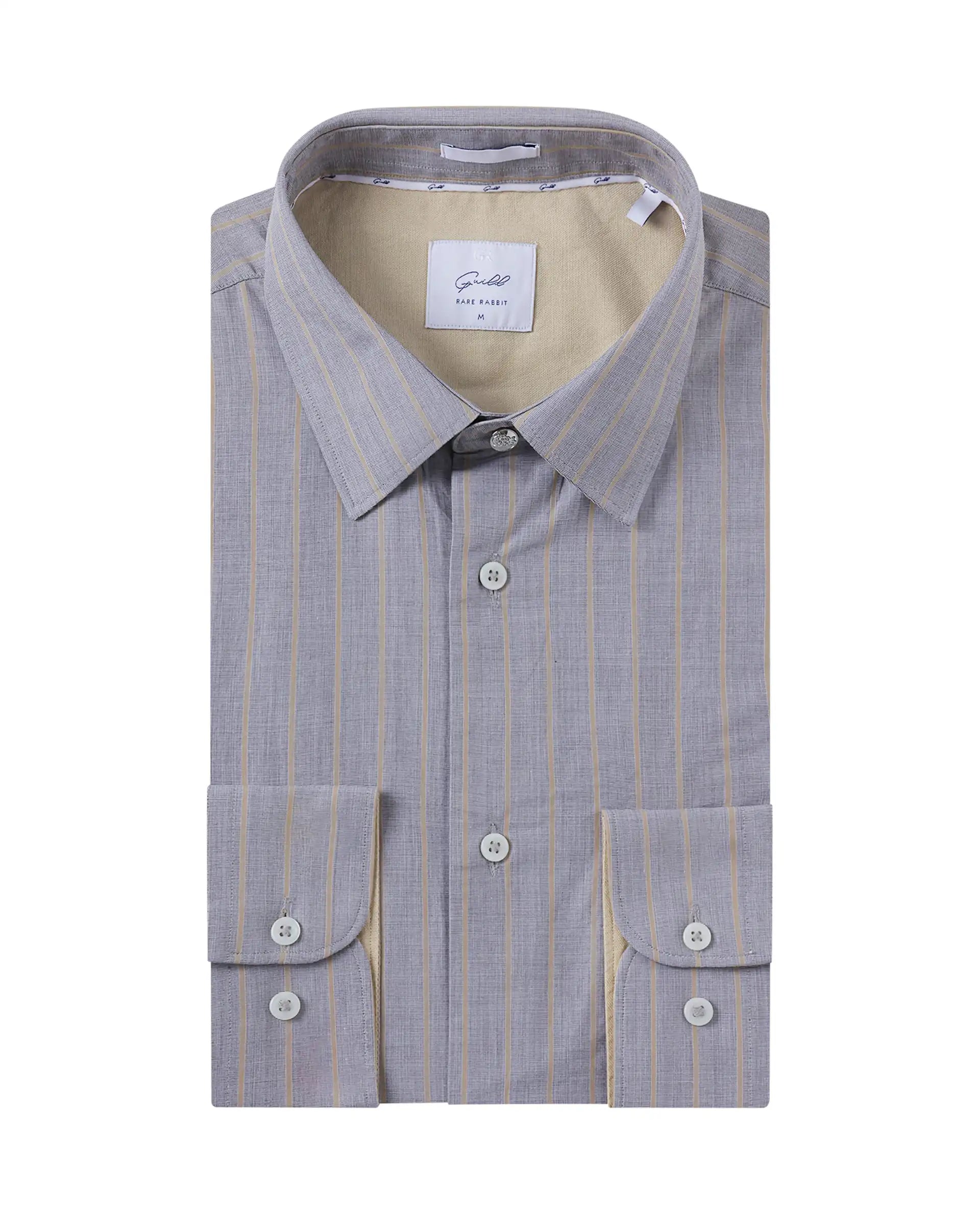 Men's Spread-Collar Shirts for a Bold StatementRare Rabbit Men Charl Beige Cotton Fabric Full Sleeve Regular Fit Self Stripe Dobby Shirt Men's Spread-Collar Shirts for a Bold StatementRare Rabbit Men Charl Beige Cotton Fabric Full Sleeve Regular Fit Self Stripe Dobby Shirt