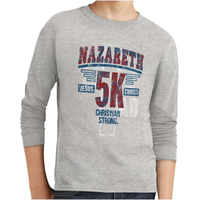 Men's Shirts with Belt LoopsNazareth 5k Christian Youth Long Sleeve T-Shirt