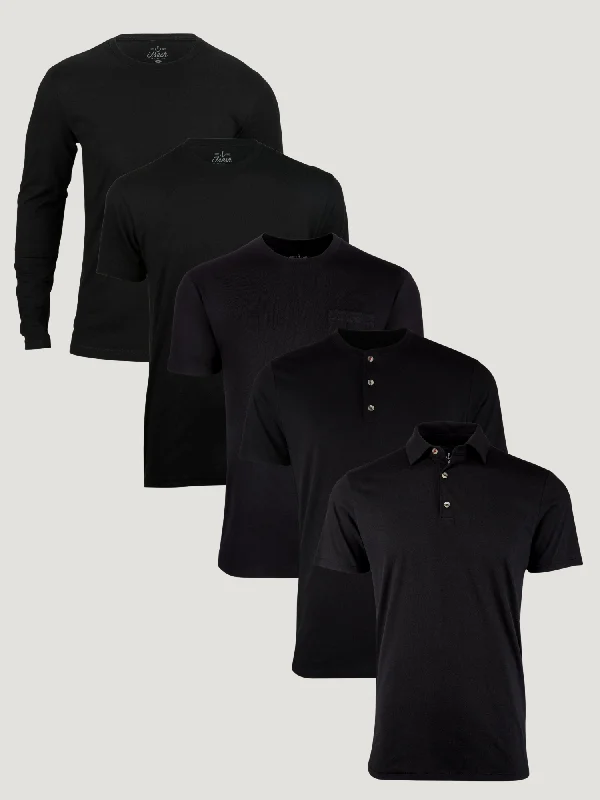 Men's Shirts with Patch PocketsAssorted All Black 5-Pack