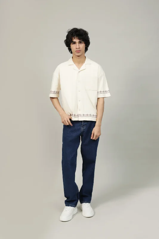 Men's Shirts with Striped PatternsRESORT COLLAR BUTTON DOWN BOXY FIT POLO