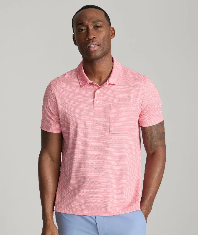 Men's Shirts with Embellished HemlinesStriped Performance Polo