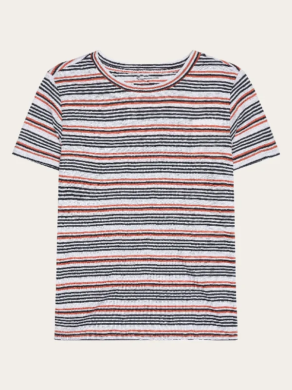 Men's Shirts with Single-Breasted DesignsRegular linen striped t-shirt - GOTS/Vegan - White stripe