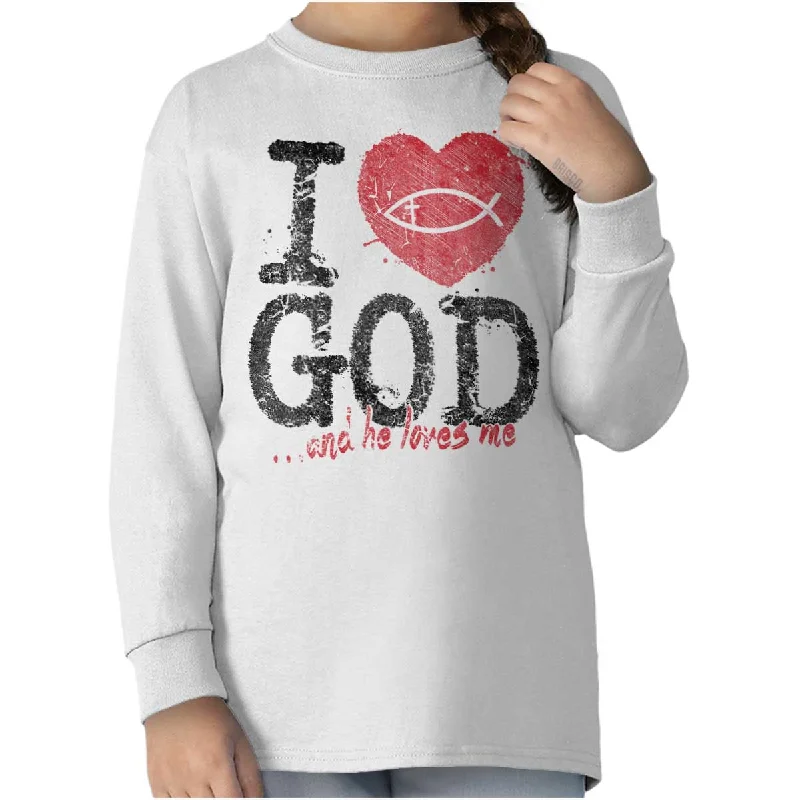 Casual Men's T-ShirtsI Love God Youth Long Sleeve T-Shirt