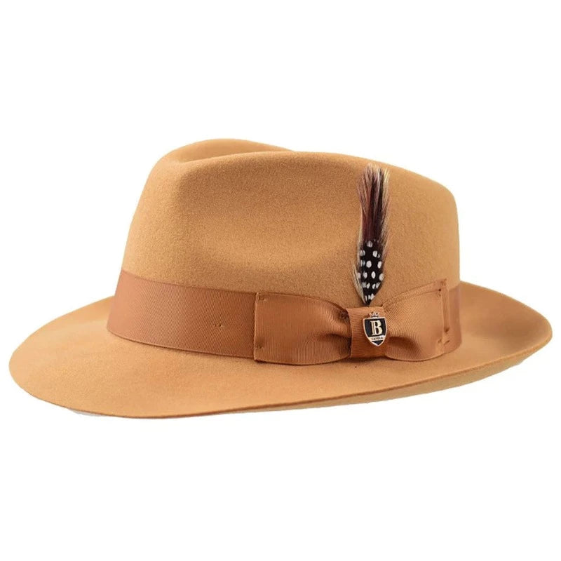 Rainproof Bucket HatsBruno Capelo camel men's wool hats classic fabio design style hats