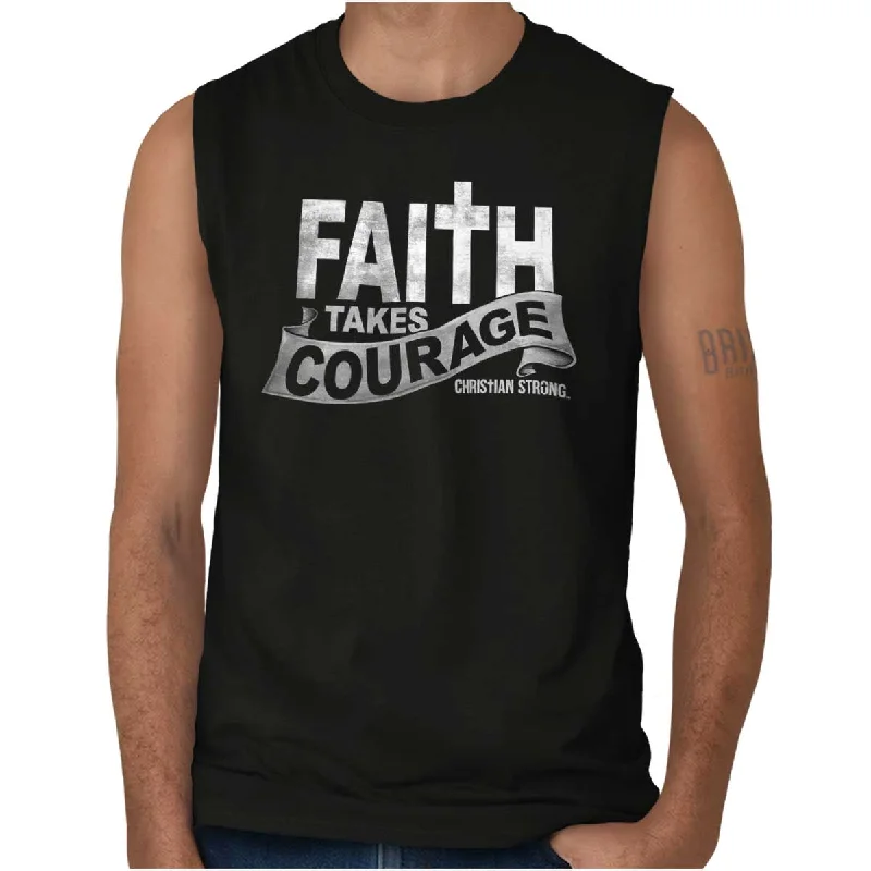 Men's Short-Sleeved ShirtsFaith Takes Courage Sleeveless T-Shirt