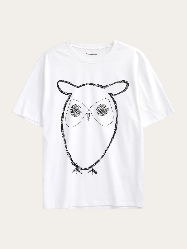 Men's Shirts with Appliqué DetailsRegular big owl front print t-shirt - GOTS - Bright White Men's Shirts with Appliqué DetailsRegular big owl front print t-shirt - GOTS - Bright White