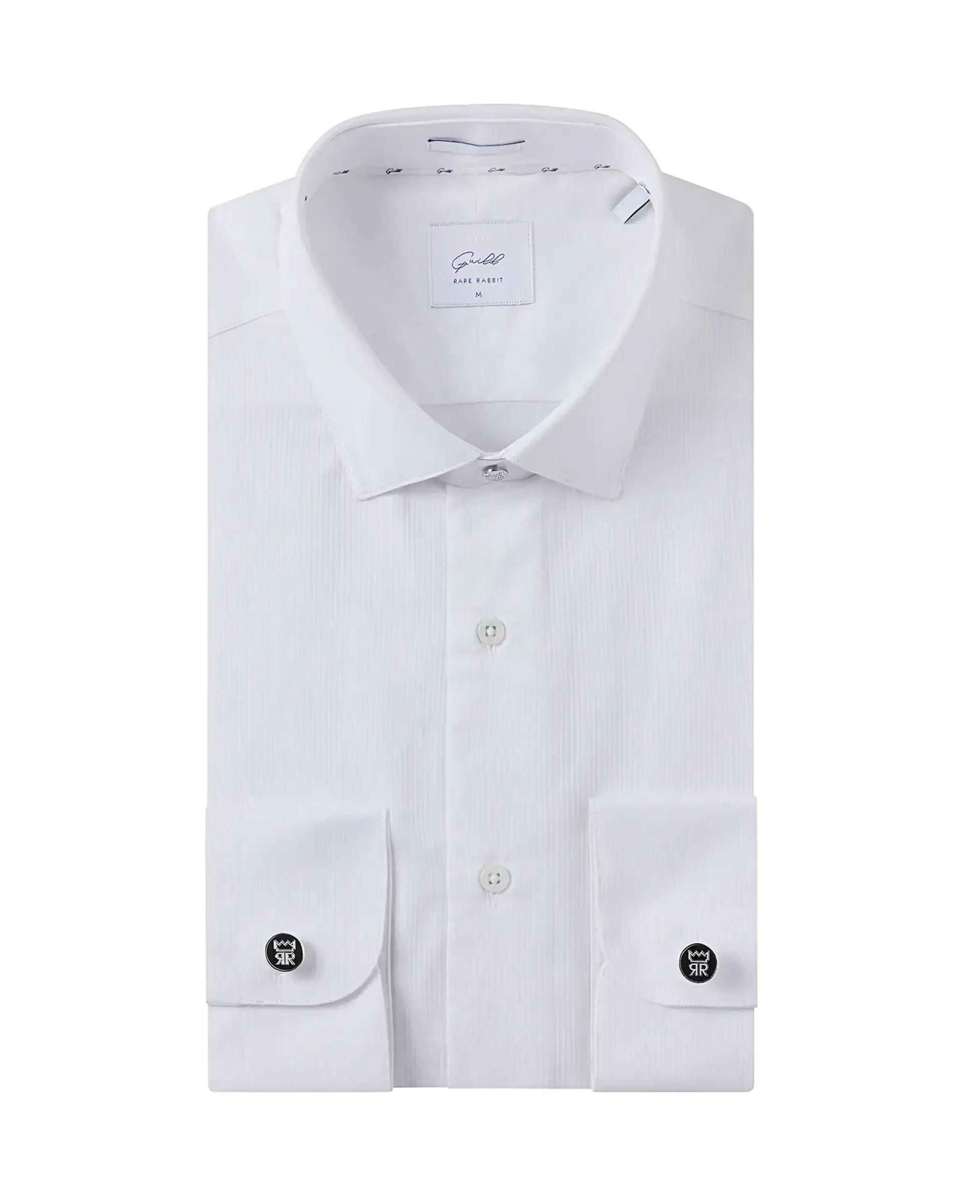 Men's Versatile Dress Shirts for Multiple OccasionsRare Rabbit Mens Bovec White Full Sleeve Dobby Texture Regular Collar Solid Shirt Men's Versatile Dress Shirts for Multiple OccasionsRare Rabbit Mens Bovec White Full Sleeve Dobby Texture Regular Collar Solid Shirt