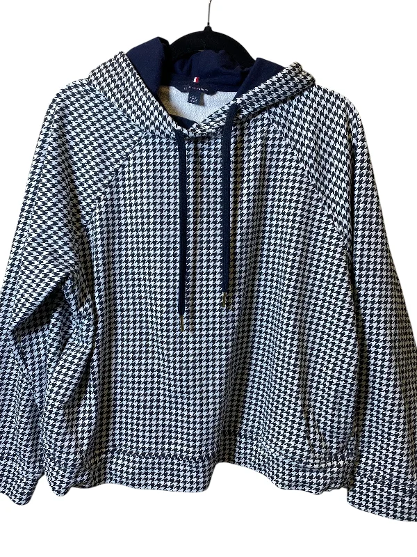 Men's Hoodies for Cold WeatherSweatshirt Hoodie By Tommy Hilfiger In Black & White, Size: Xl Men's Hoodies for Cold WeatherSweatshirt Hoodie By Tommy Hilfiger In Black & White, Size: Xl