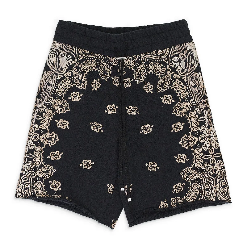 Fashion-Forward Men's Pattern ShortsBANDANA BLEACH BLACK BEACH SHORTS
