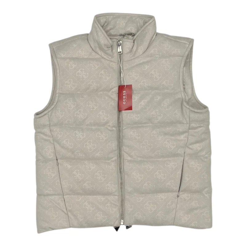 Men's Coats with Multi-Pocket DesignVest Puffer & Quilted By Guess In Cream, Size:M